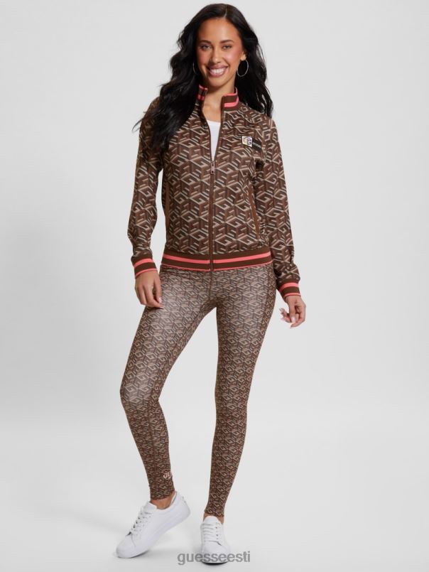 öko g-cube aktiivne tõmblukuga dressipluus triip g-kuubik pruun GUESS kehakate naised BB4BB1738