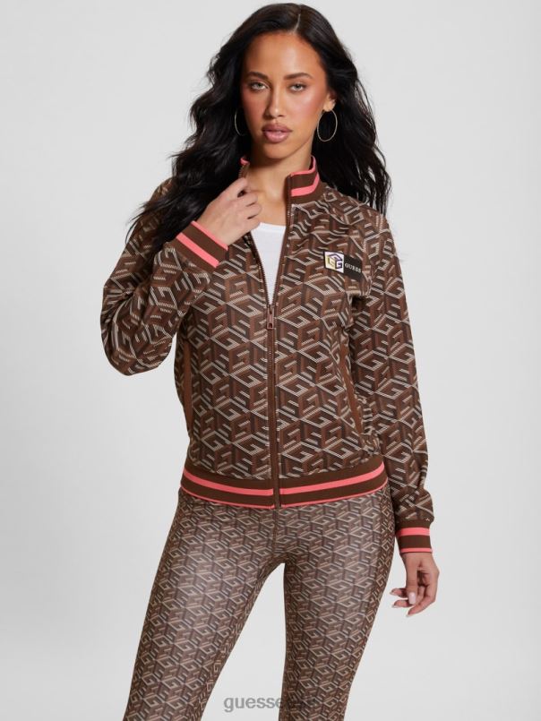 öko g-cube aktiivne tõmblukuga dressipluus triip g-kuubik pruun GUESS kehakate naised BB4BB1738