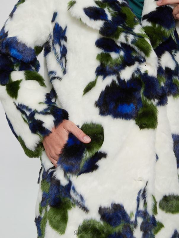 magda kunstkarusnahast mantel fantaasia lille sinine kombinatsioon GUESS kehakate naised BB4BB1914