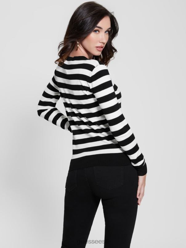 öko eloise kampsun valged ja mustad triibud GUESS kehakate naised BB4BB1622