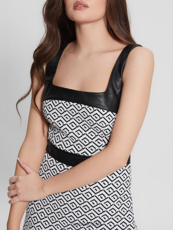 adele geomeetriline kleit geologo jqd valge/must GUESS kehakate naised BB4BB684