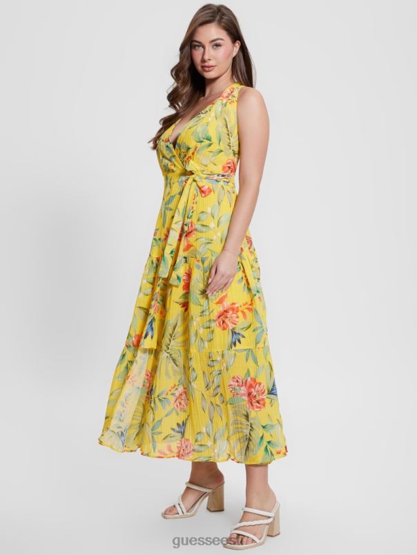 öko mara wrap maksikleit kuldse tunni troopiline trükk GUESS kehakate naised BB4BB458