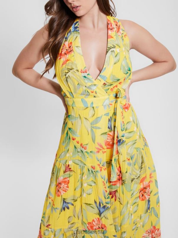 öko mara wrap maksikleit kuldse tunni troopiline trükk GUESS kehakate naised BB4BB458