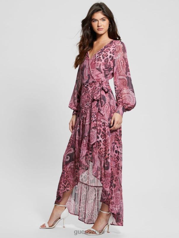 öko nuovo bahia wrap maxi kleit lilla kašmiiri trükk GUESS kehakate naised BB4BB326