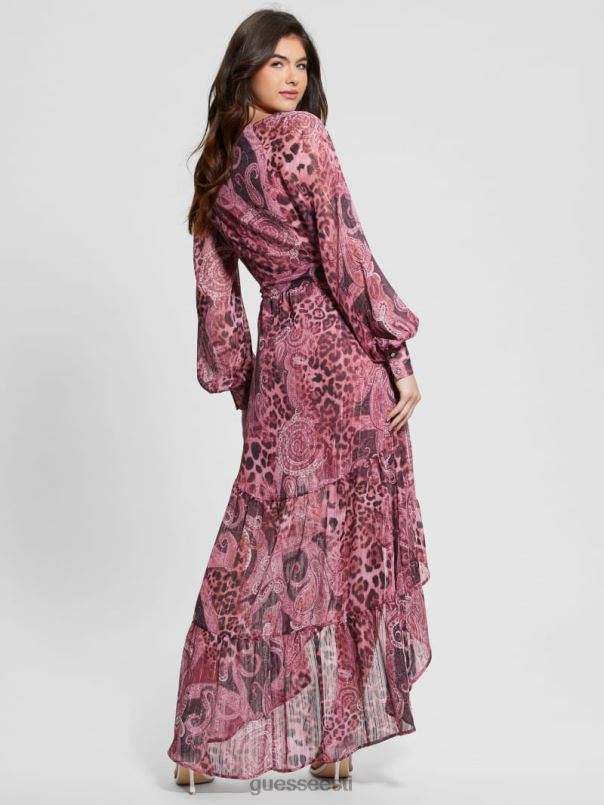 öko nuovo bahia wrap maxi kleit lilla kašmiiri trükk GUESS kehakate naised BB4BB326