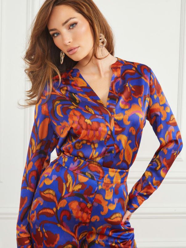 Cynthia pluus Betty sinine trükk GUESS kehakate naised BB4BB1485