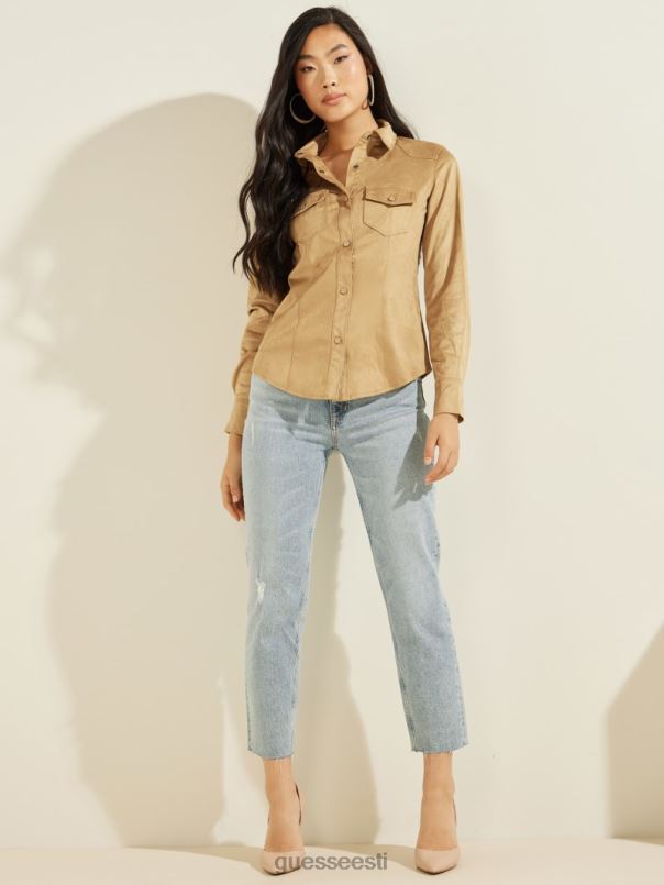 karikakrast kunst-seemisnahast lääne särk mägi mesi GUESS kehakate naised BB4BB1501