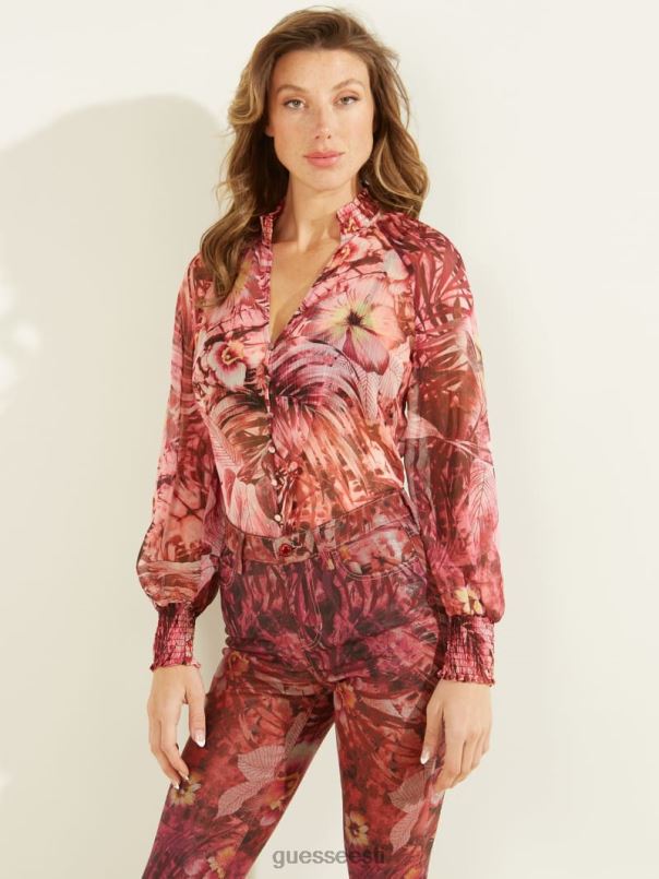 öko charley top batik troopiline print roosa GUESS kehakate naised BB4BB1639