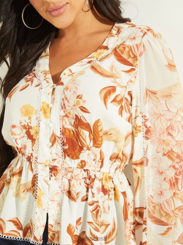 öko hera top metsa lilletrükk valge GUESS kehakate naised BB4BB1673