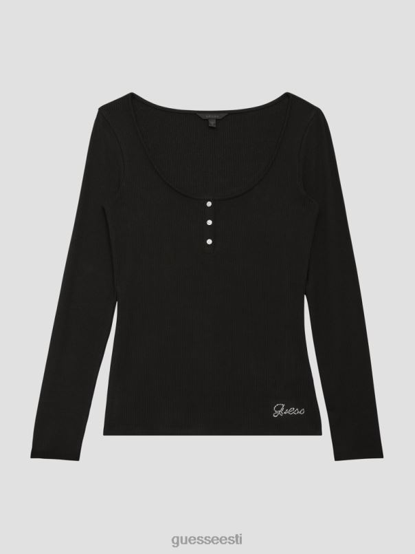 öko karlee pikkade varrukatega henley must GUESS kehakate naised BB4BB1517