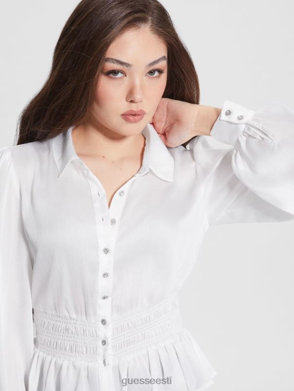 öko mandi kristallist nööbist särk puhas valge GUESS kehakate naised BB4BB1526