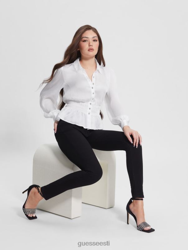 öko mandi kristallist nööbist särk puhas valge GUESS kehakate naised BB4BB1526