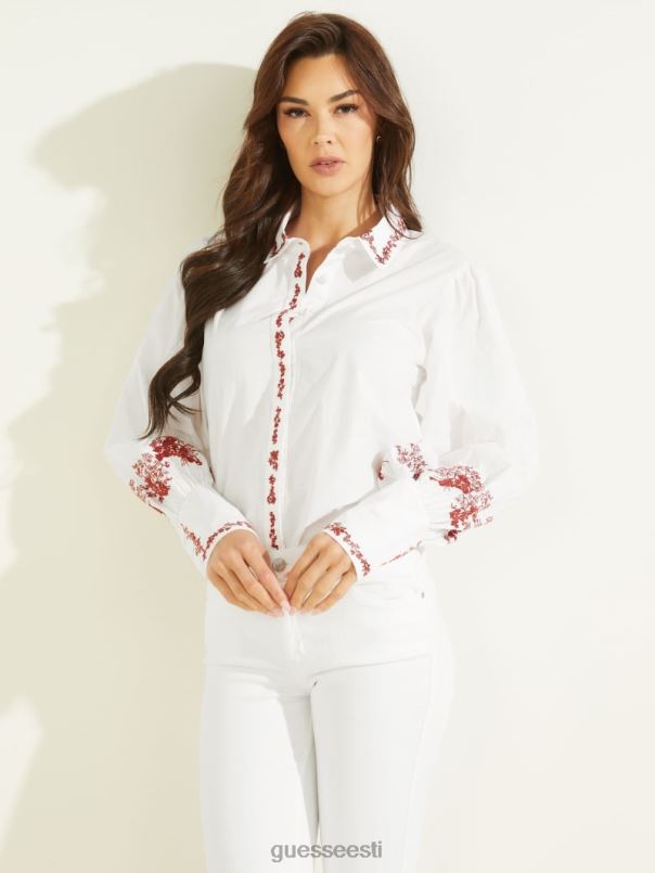 kuristik tikitud särk puhas valge GUESS kehakate naised BB4BB1430