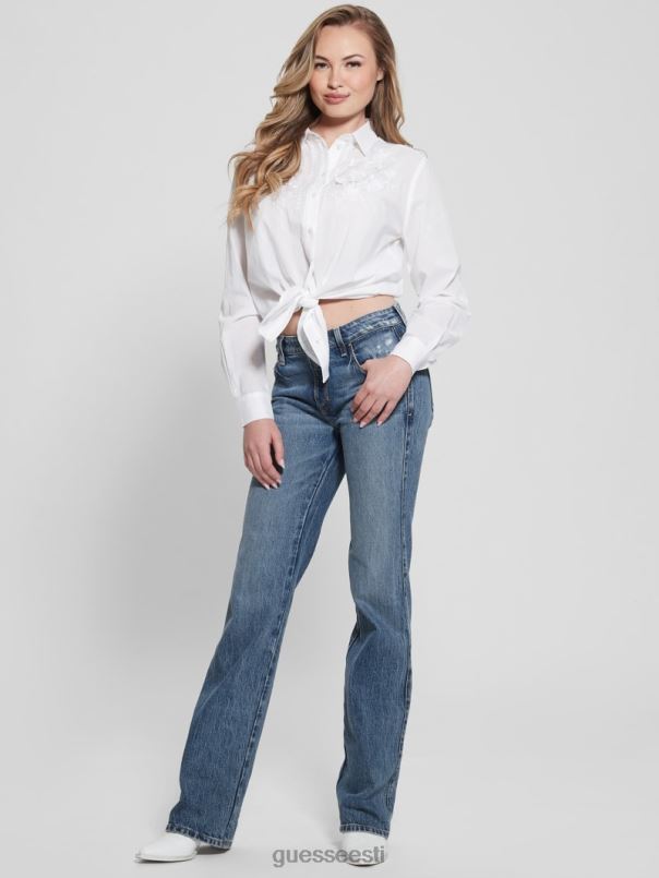 nadia tikitud puuvillane särk puhas valge GUESS kehakate naised BB4BB1165