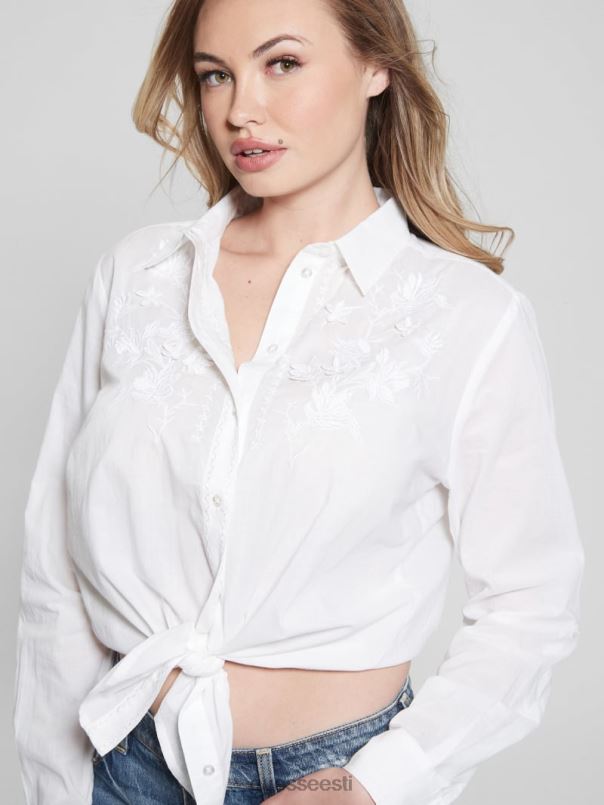 nadia tikitud puuvillane särk puhas valge GUESS kehakate naised BB4BB1165