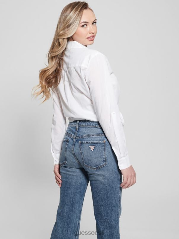 nadia tikitud puuvillane särk puhas valge GUESS kehakate naised BB4BB1165