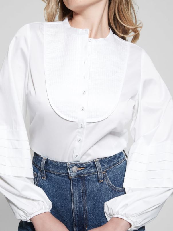 tina kootud pluus puhas valge GUESS kehakate naised BB4BB1302