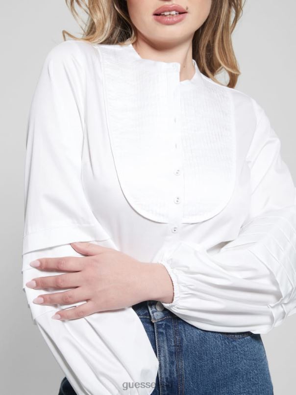 tina kootud pluus puhas valge GUESS kehakate naised BB4BB1302