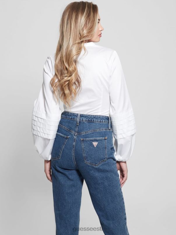 tina kootud pluus puhas valge GUESS kehakate naised BB4BB1302