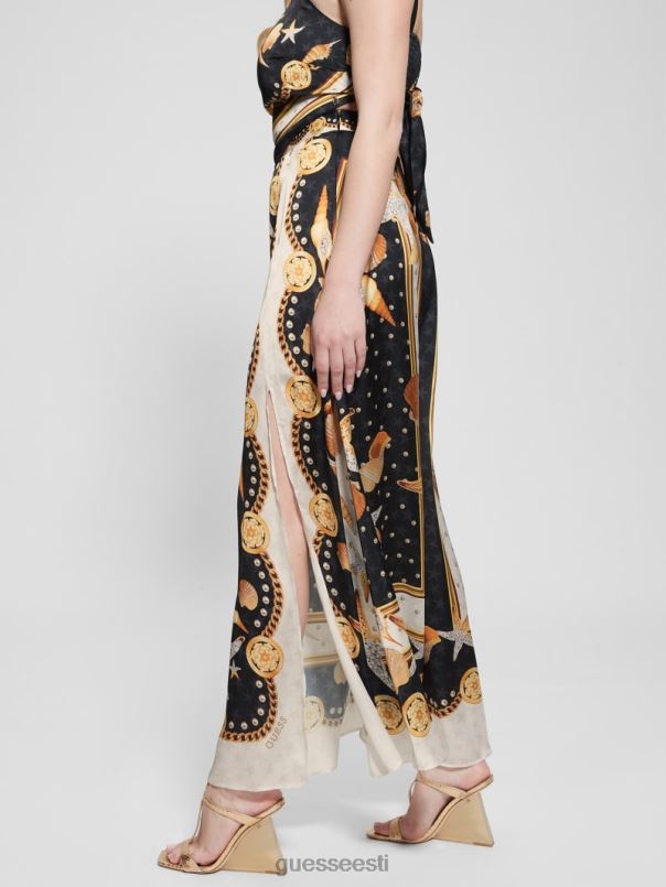 dora satiinist maxi seelik must kestatrükk GUESS kehakate naised BB4BB2026