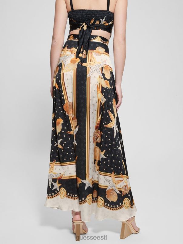 dora satiinist maxi seelik must kestatrükk GUESS kehakate naised BB4BB2026