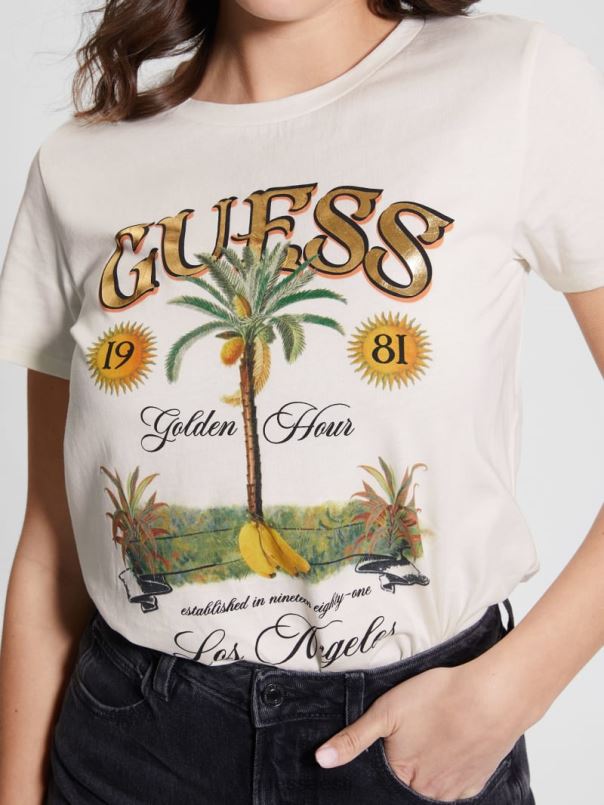 banaanipuu lihtne tee valge glam GUESS kehakate naised BB4BB1133