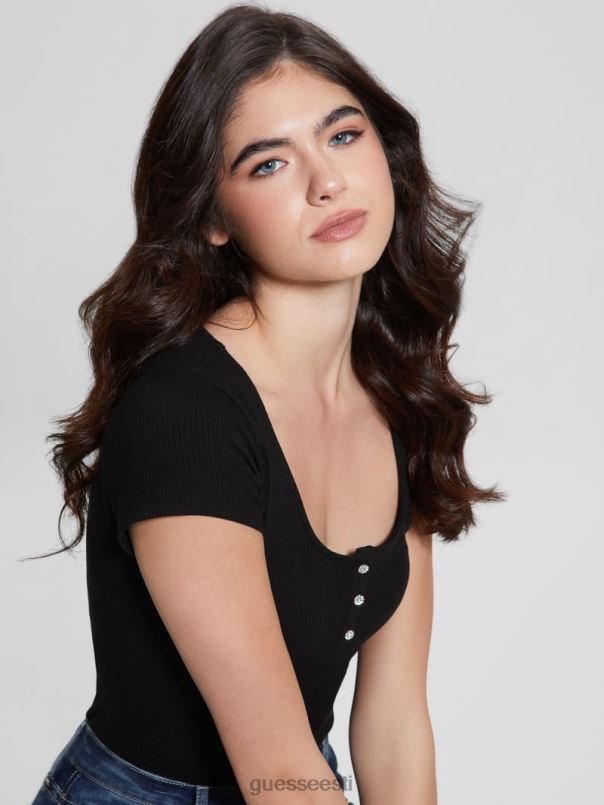 öko karlee henley tee must GUESS kehakate naised BB4BB1090