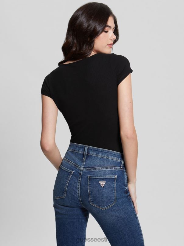 öko karlee henley tee must GUESS kehakate naised BB4BB1090