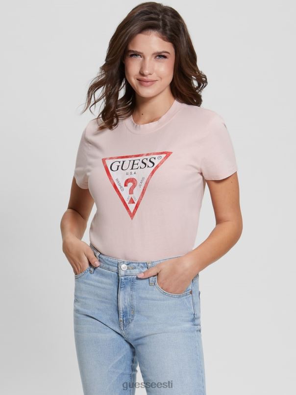 öko kolmnurga logoga tee rahulik roosa GUESS kehakate naised BB4BB1422