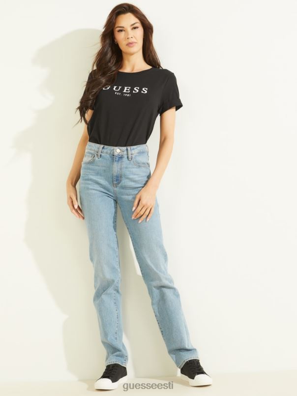 öko mansetiga logoga tee must GUESS kehakate naised BB4BB1211