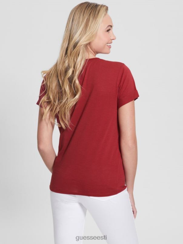 öko mansetiga logoga tee peedimahl punane GUESS kehakate naised BB4BB1721
