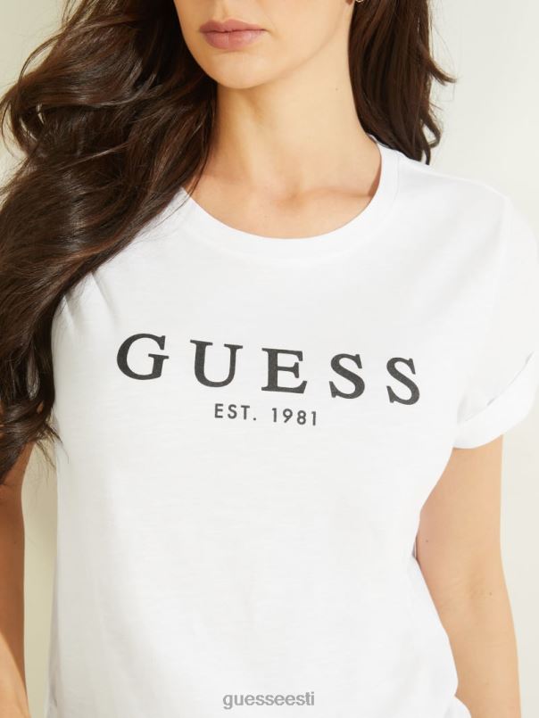 öko mansetiga logoga tee puhas valge GUESS kehakate naised BB4BB1041
