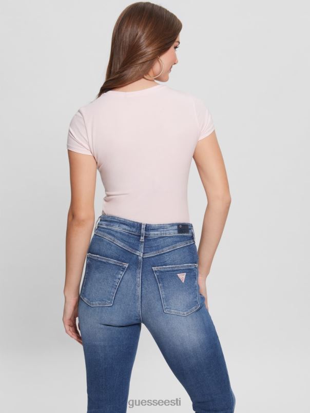 ökokristallkolmnurga logoga tee madala võtmega roosa GUESS kehakate naised BB4BB1408