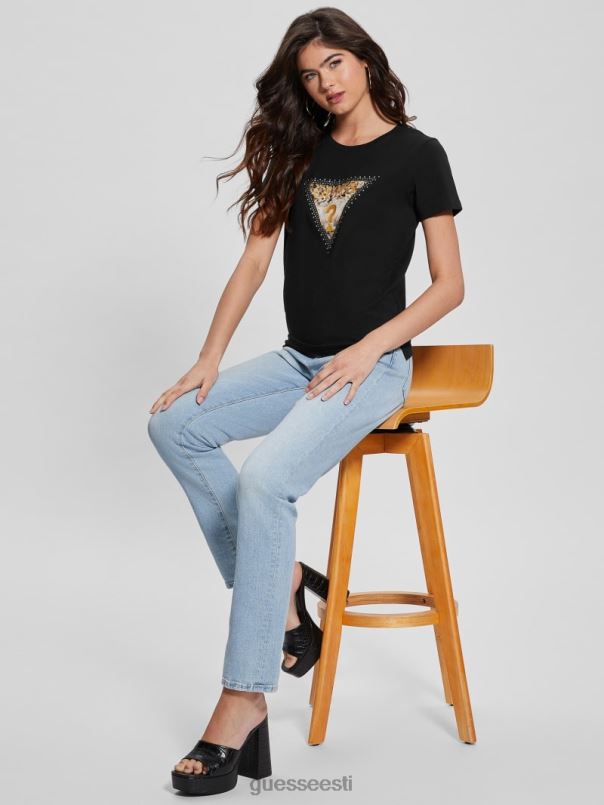 ökolooma kolmnurga tee must GUESS kehakate naised BB4BB1129