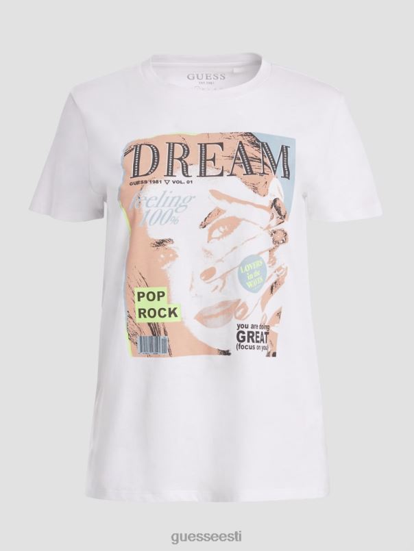 ökopopi unistuste lihtne graafiline tee puhas valge GUESS kehakate naised BB4BB1671