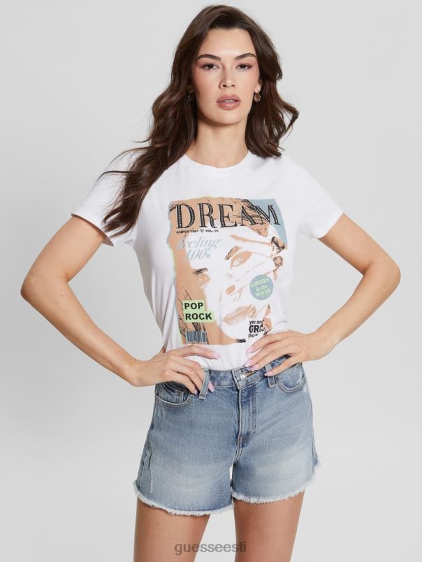 ökopopi unistuste lihtne graafiline tee puhas valge GUESS kehakate naised BB4BB1671