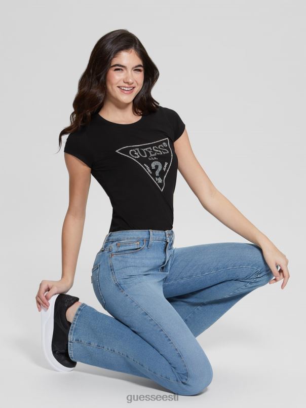 rhinestone logoga tee must GUESS kehakate naised BB4BB1058