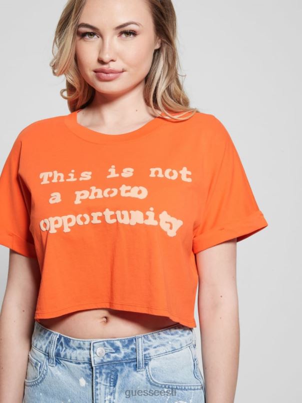 slogan crop tee oranž slushie GUESS kehakate naised BB4BB1073