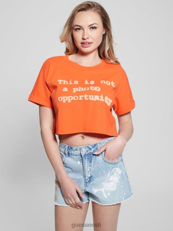 slogan crop tee oranž slushie GUESS kehakate naised BB4BB1073