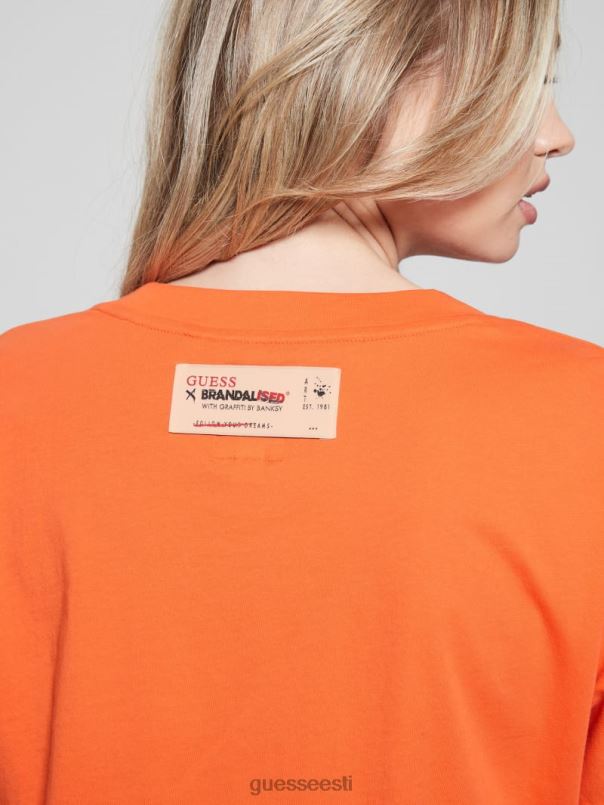 slogan crop tee oranž slushie GUESS kehakate naised BB4BB1073
