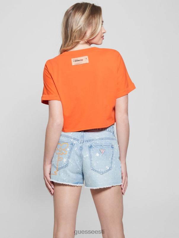 slogan crop tee oranž slushie GUESS kehakate naised BB4BB1073