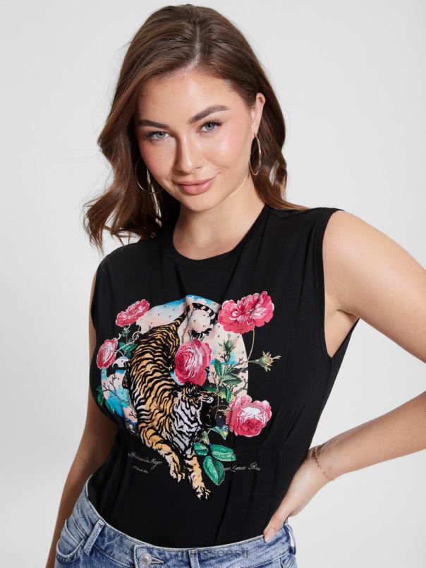 tiger roses korseti tee must GUESS kehakate naised BB4BB1011