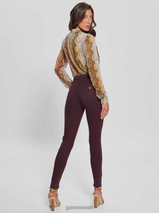 1981. aasta kattega kitsad teksad Burgundia tooni multi GUESS kehakate naised BB4BB258