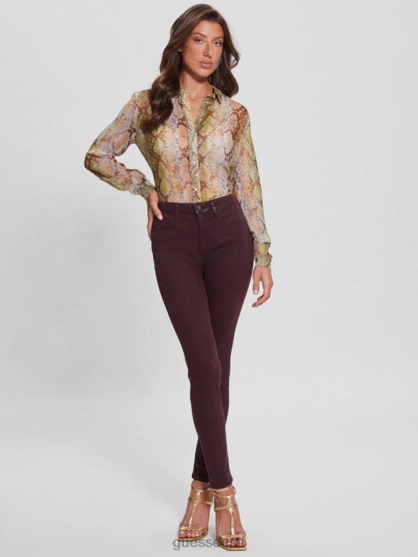 1981. aasta kattega kitsad teksad Burgundia tooni multi GUESS kehakate naised BB4BB258