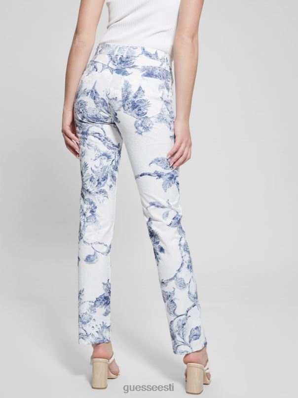 1981. aasta lillelised keskmise kõrgusega sirge kootud püksid portselanist lill GUESS kehakate naised BB4BB64