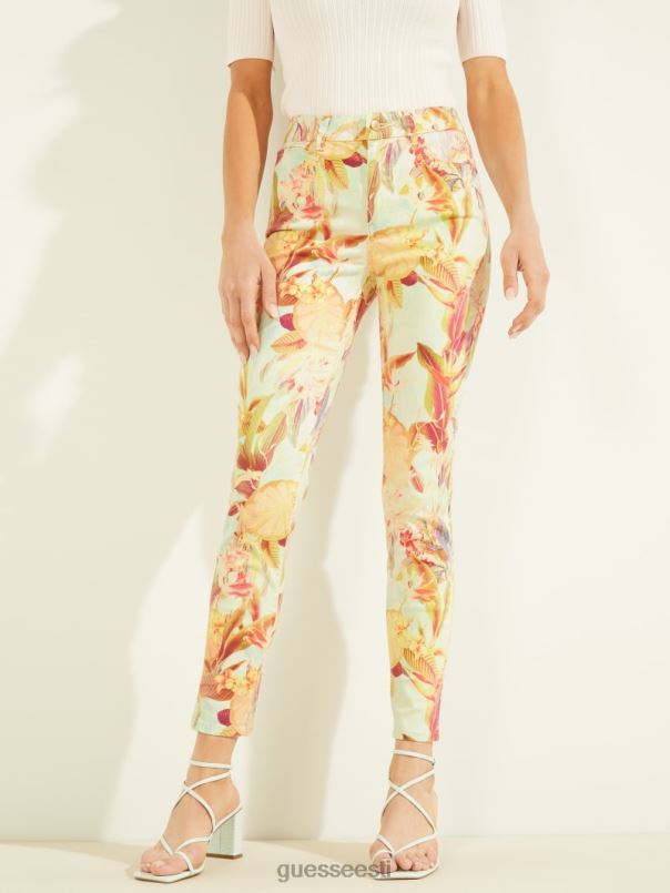 öko 1981 maalitud lillelised kitsad teksad miraflores print GUESS kehakate naised BB4BB196