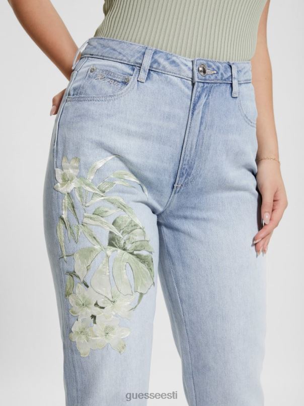 öko satiinist kunstiteos denim mom teksad päikeseloojangu lill GUESS kehakate naised BB4BB18