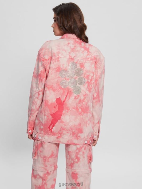 ülisuur teksajakk hommikune roosa lipsuvärv GUESS kehakate naised BB4BB216