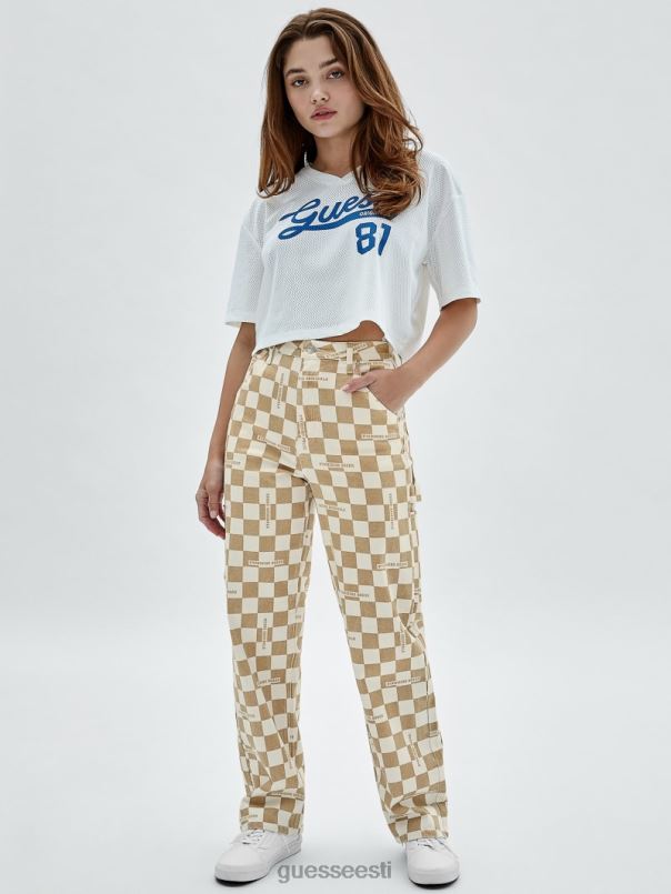 originaalid ruudulised puusepa teksad kahvatu beež akt GUESS kehakate naised BB4BB227