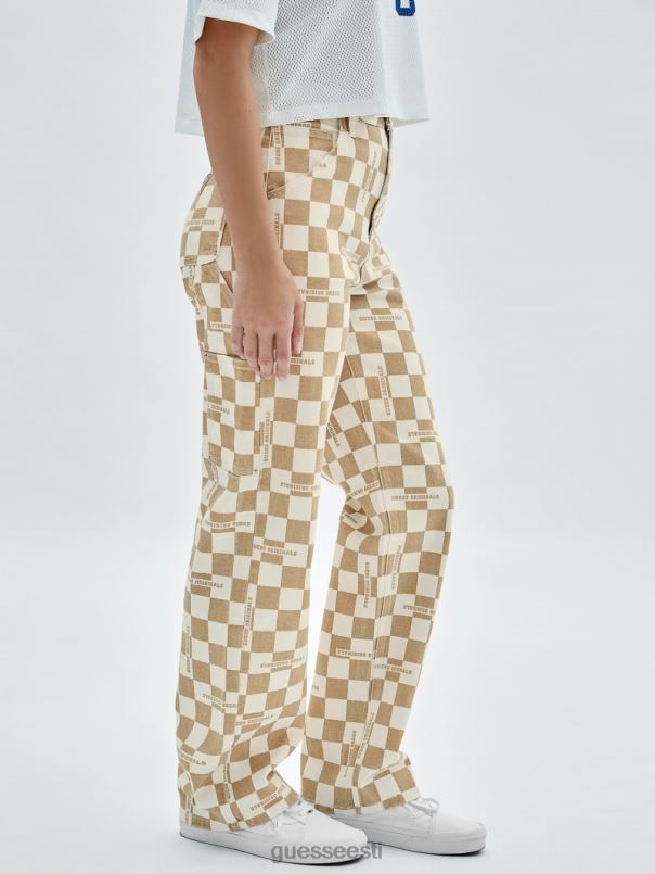 originaalid ruudulised puusepa teksad kahvatu beež akt GUESS kehakate naised BB4BB227